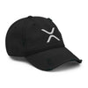 Embroidered XRP X Distressed Dad Hat - front view XRP logo