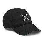 Embroidered XRP X Distressed Dad Hat - front view XRP logo