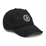 Embroidered Bitcoin Distressed Dad Hat - side view
