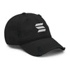 Embroidered Solana Distressed Dad Hat - front view SOL logo