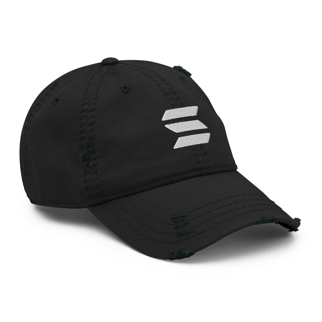 Embroidered Solana Distressed Dad Hat - front view SOL logo