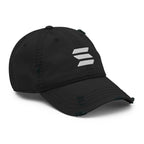 Embroidered Solana Distressed Dad Hat - front view SOL logo