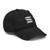 Embroidered Solana Distressed Dad Hat - front view SOL logo