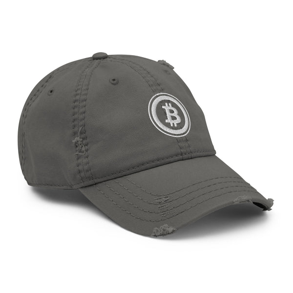 Embroidered Bitcoin Distressed Dad Hat