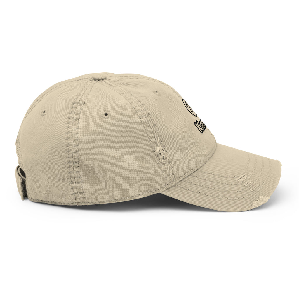 Embroidered Kaspa Distressed Hat - three quarter view