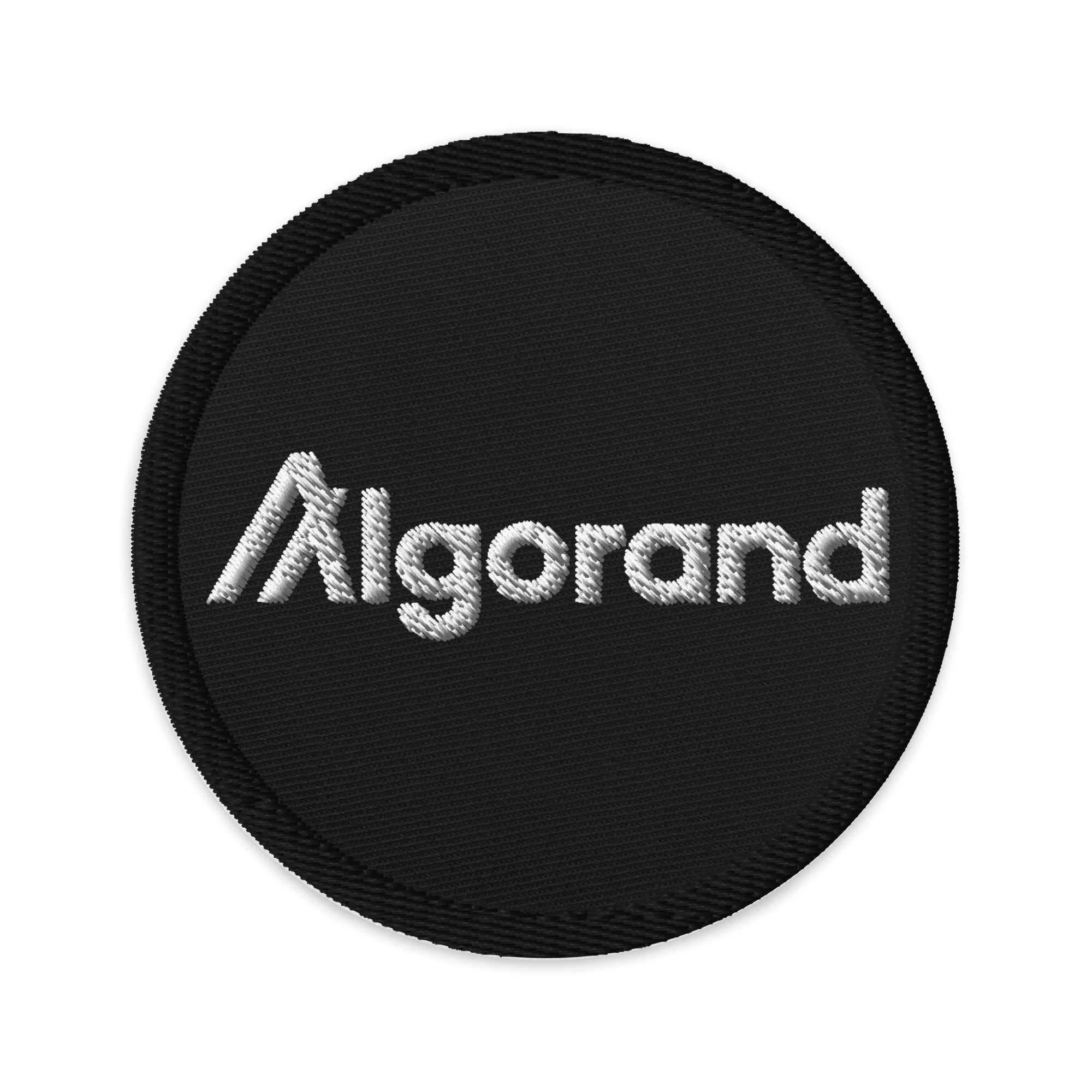 Embroidered Algorand ALGO Patch Black - circular 3 inch front view