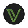 Embroidered Vechain VET Patch Black - circular 3 inch front view