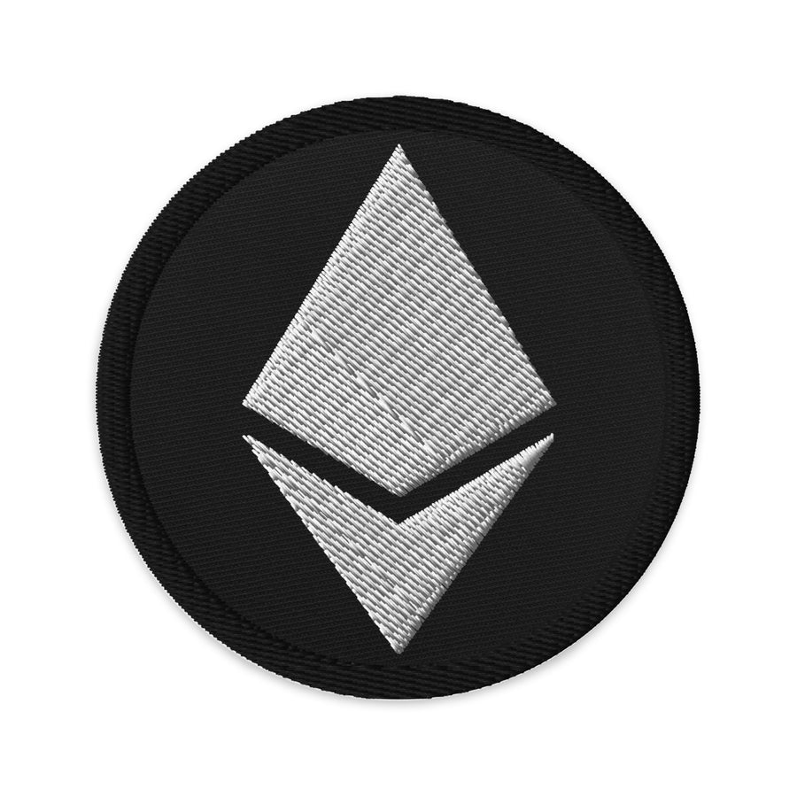 Embroidered Ethereum ETH Patch Black - circular 3 inch front view