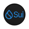 Embroidered Sui SUI Patch Black - circular 3 inch front view
