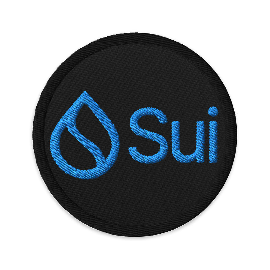 Embroidered Sui SUI Patch Black - circular 3 inch front view