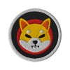 Embroidered Shiba Inu SHIB Patch Black - circular 3 inch front view