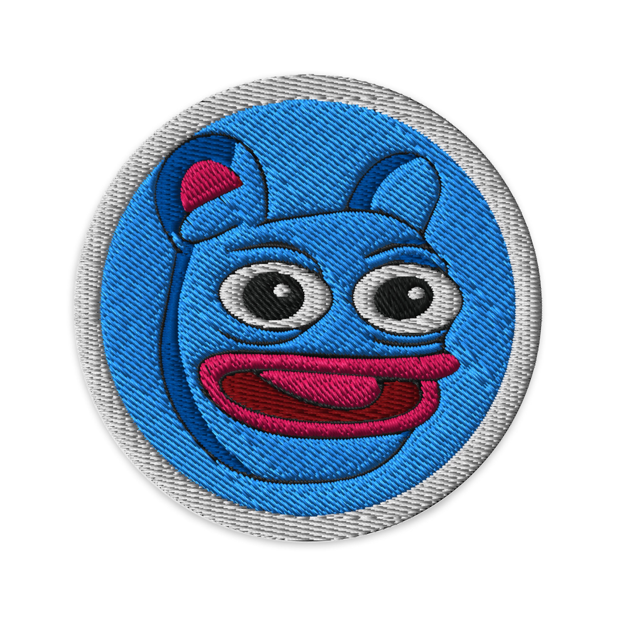 Embroidered Brett Meme Coin Patch Black - circular 3 inch front view