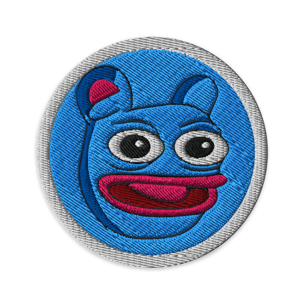 Embroidered Brett Meme Coin Patch Black - circular 3 inch front view