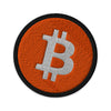 Embroidered Bitcoin BTC Patch Black - circular 3 inch front view
