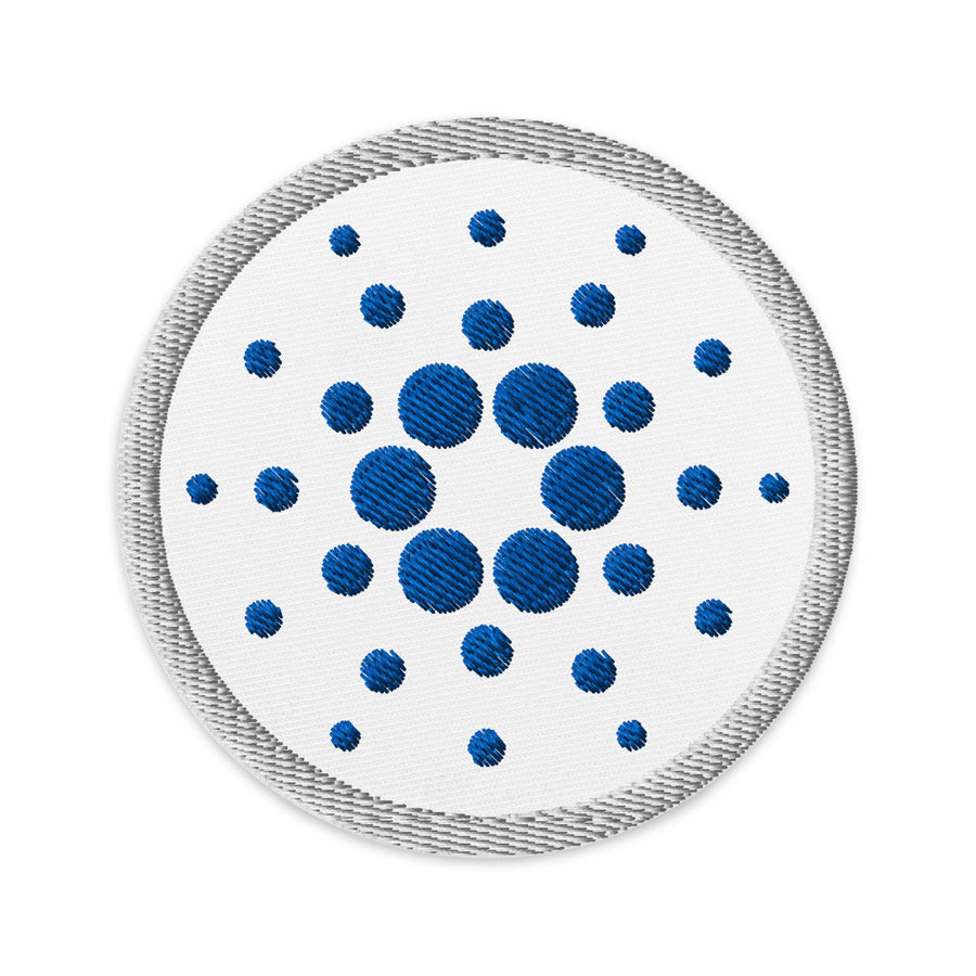 Embroidered Cardano ADA Patch White - circular 3 inch front view