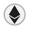 Embroidered Ethereum ETH Patch White - circular 3 inch front view