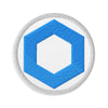 Embroidered Chainlink LINK Patch White - circular 3 inch front view