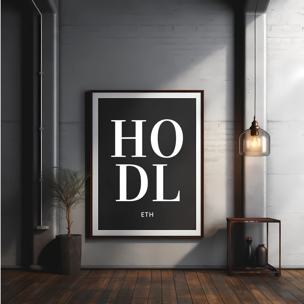 HODL ETH Ethereum Poster Black - mockup display