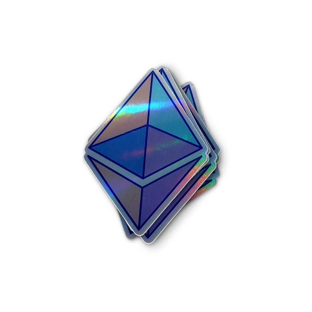 Ethereum Holographic Sticker Glyph - ETH diamond holographic shimmer