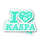 I Love Kaspa Waterproof Vinyl Crypto Sticker - front view