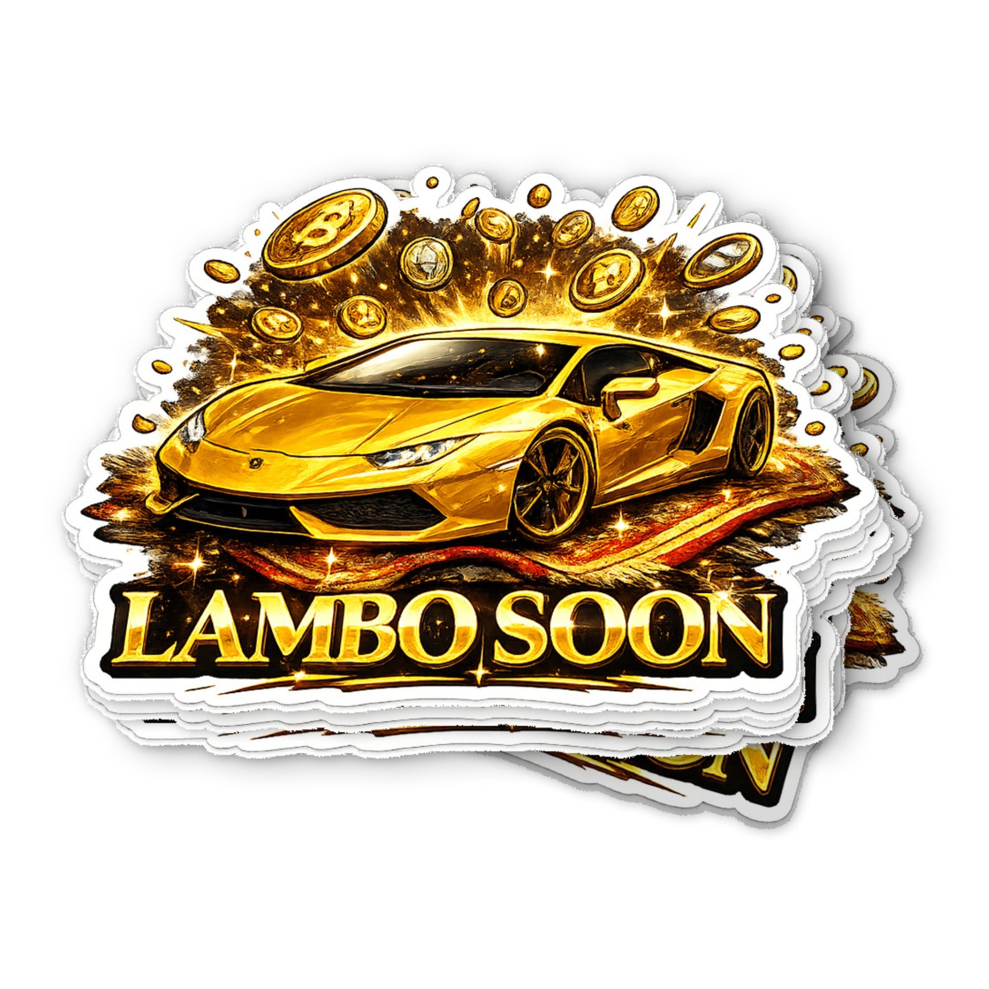 Lambo Soon Waterproof Vinyl Crypto Sticker - flat view