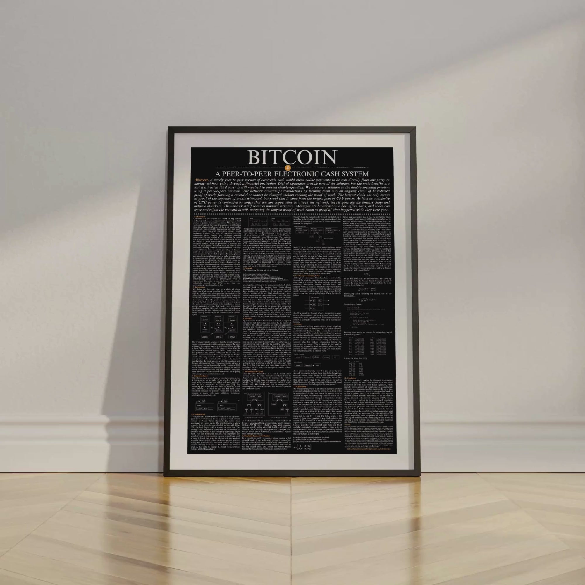 Bitcoin Whitepaper Poster - Unframed