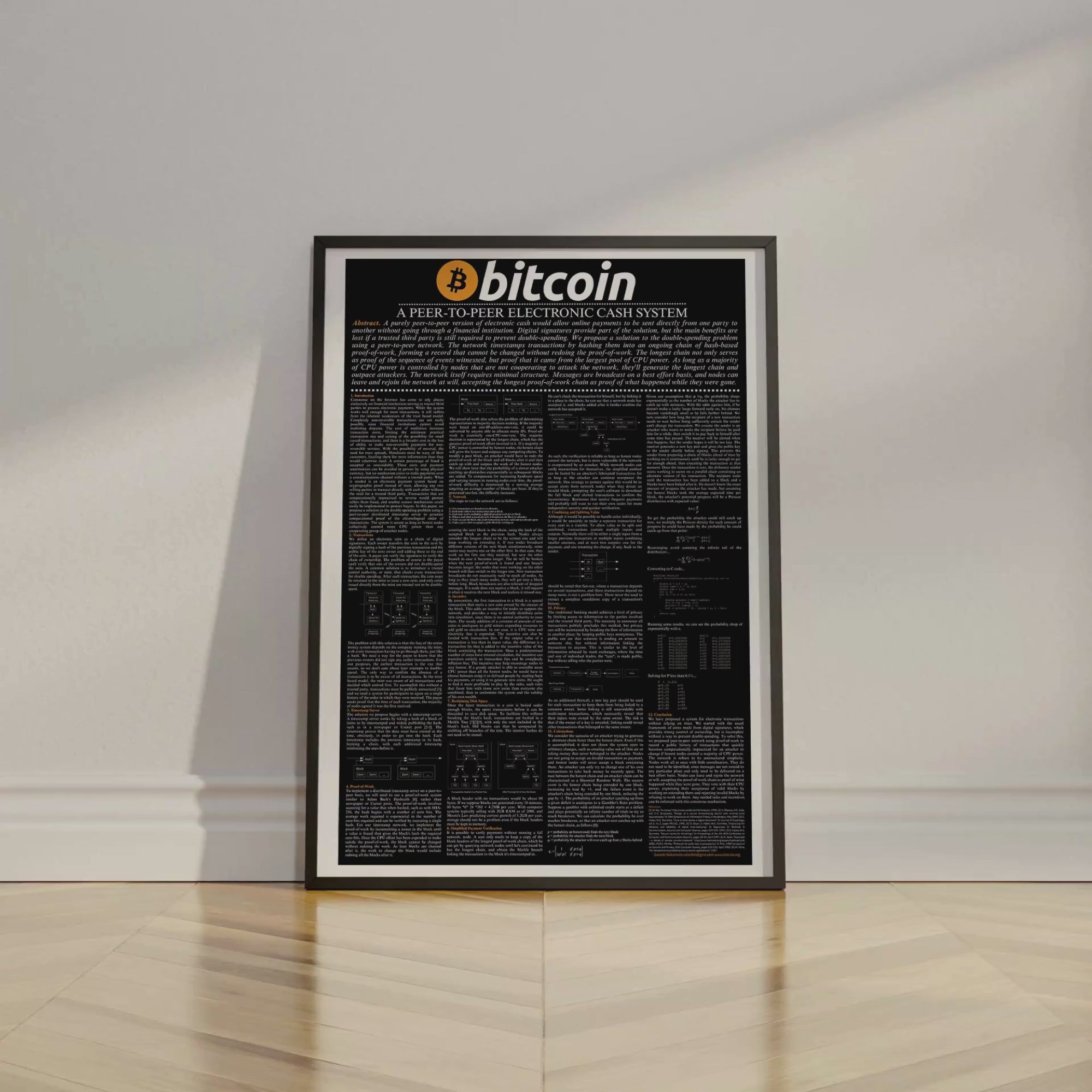 Bitcoin Whitepaper Poster - Unframed