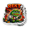 REKT Waterproof Vinyl Crypto Sticker - flat view