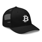 Bitcoin BTC crypto trucker hat white - side view
