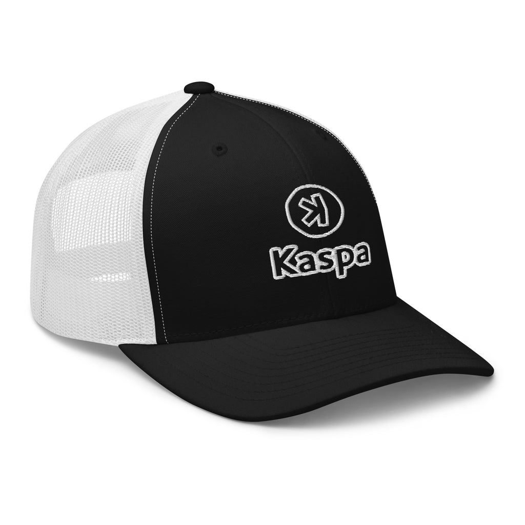 Embroidered Kaspa Trucker Hat - white front panel KAS logo
