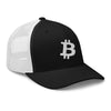 Embroidered Bitcoin Trucker Hat - white front panel BTC logo
