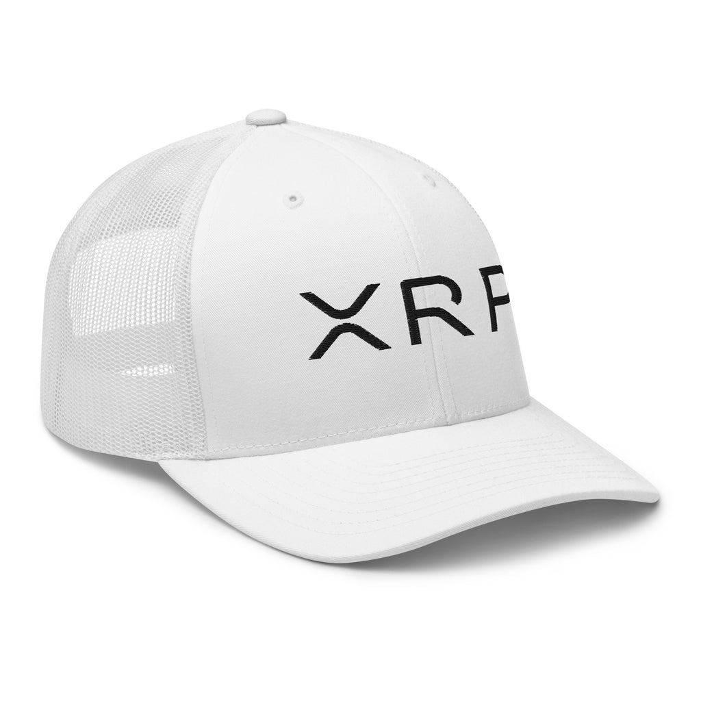 Embroidered XRP Trucker Hat - black front panel XRP logo