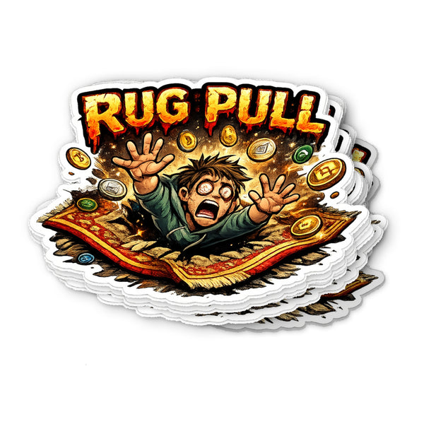Rug Pull Waterproof Vinyl Crypto Sticker - flat view
