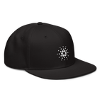 Embroidered Cardano Snapback Hat - black right front view ADA logo