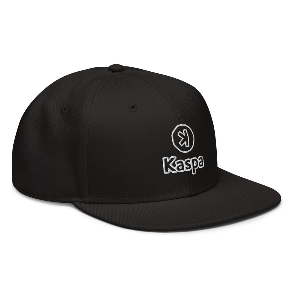 Embroidered Kaspa Snapback Hat - black right front view KAS logo
