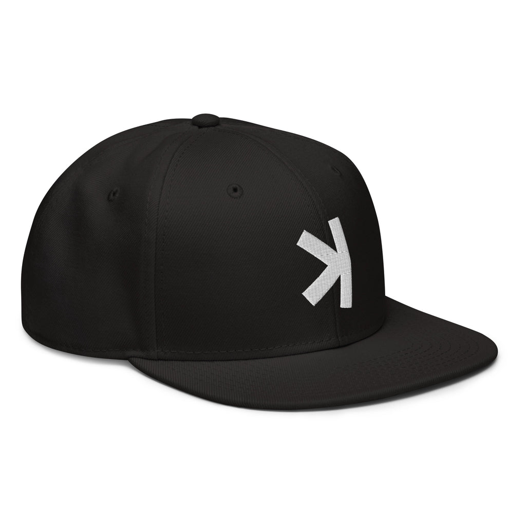 Embroidered Kaspa Logo Snapback Hat - black right front view KAS icon
