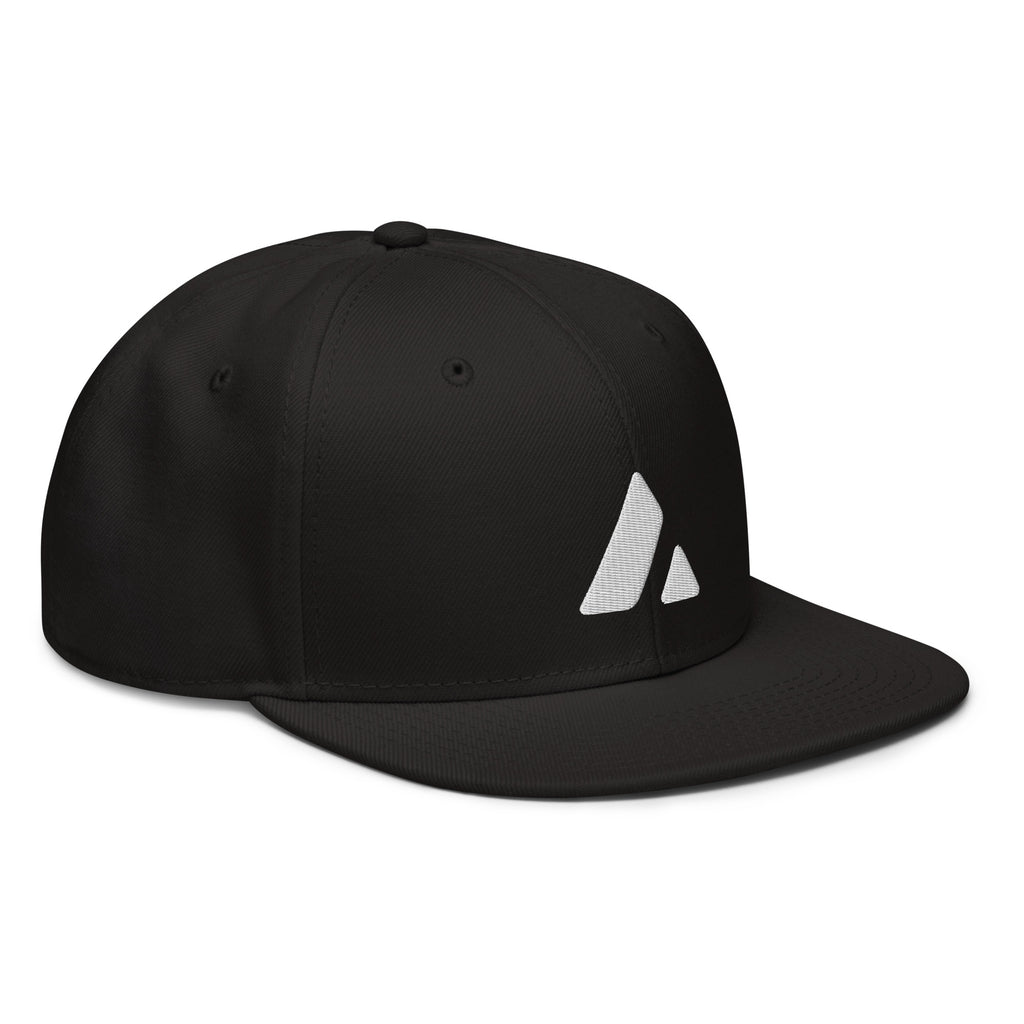 Embroidered Avalanche Snapback Hat - black right front view AVAX logo