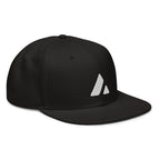 Embroidered Avalanche Snapback Hat - black right front view AVAX logo