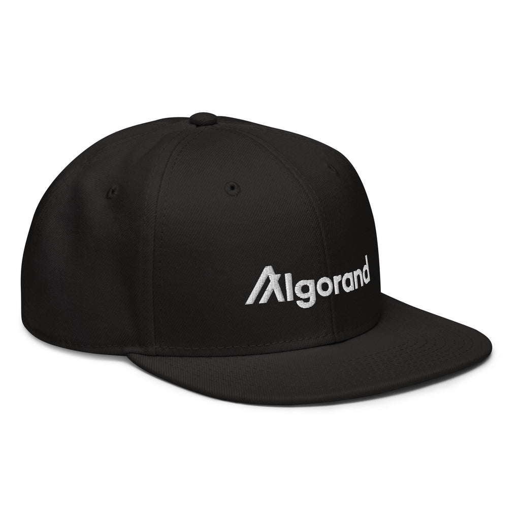 Embroidered Algorand Snapback Hat - black right front view ALGO logo