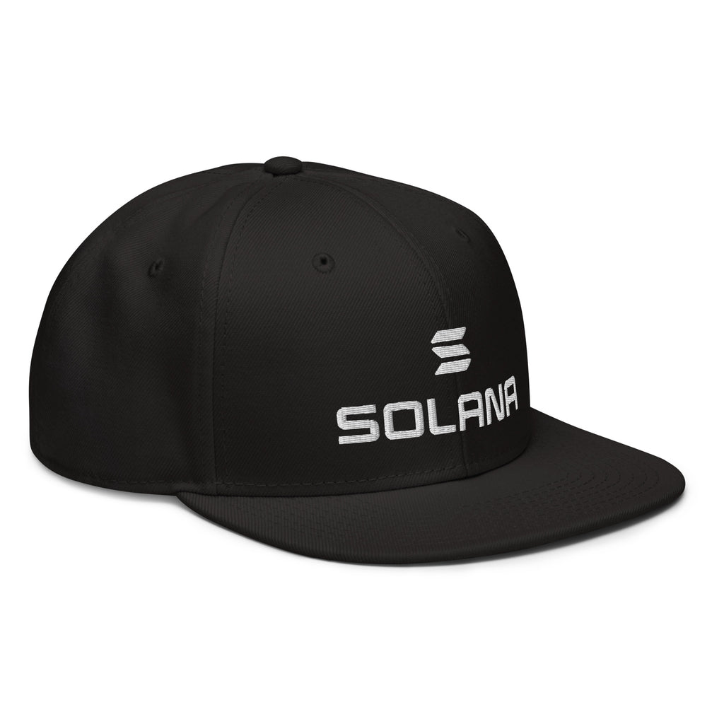 Embroidered Solana Snapback Hat Design 2 - black right front view SOL