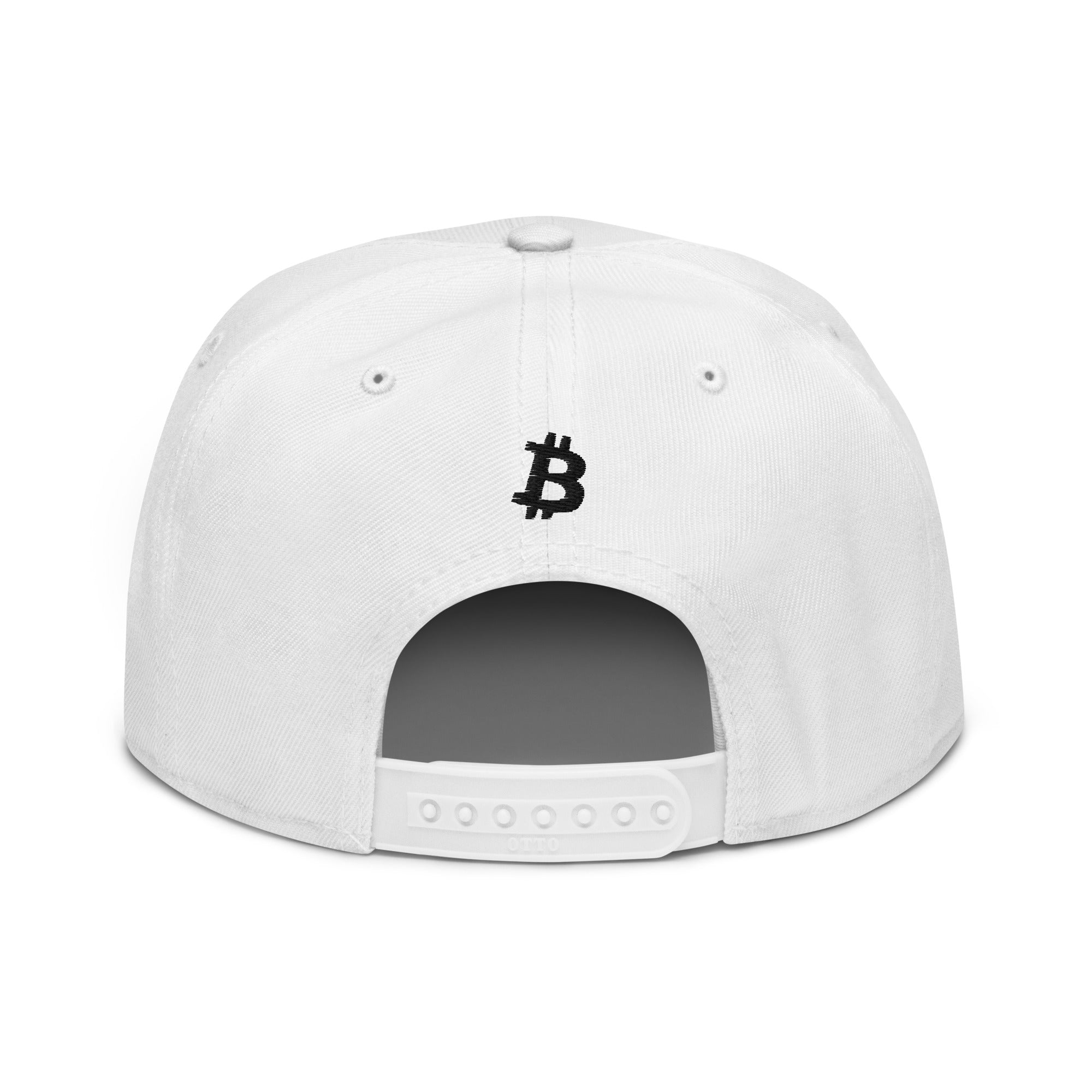 Embroidered Bitcoin Snapback Hat - white back view