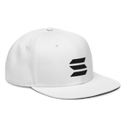 Embroidered Solana Snapback Hat - white right front view SOL logo