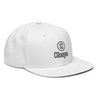 Embroidered Kaspa Snapback Hat - white right front view KAS logo