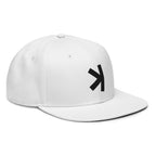 Embroidered Kaspa Logo Snapback Hat - white right front view KAS icon