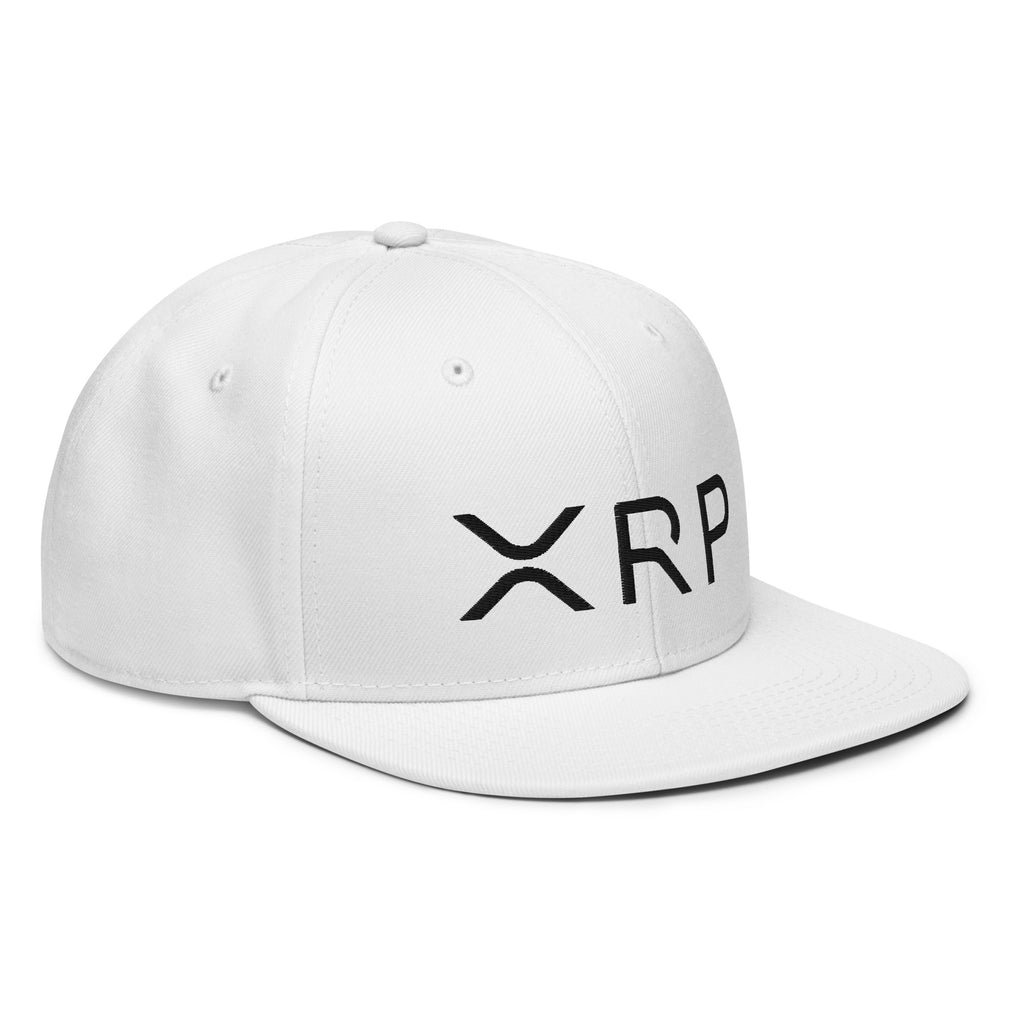 Embroidered XRP Snapback Hat - white right front view XRP logo