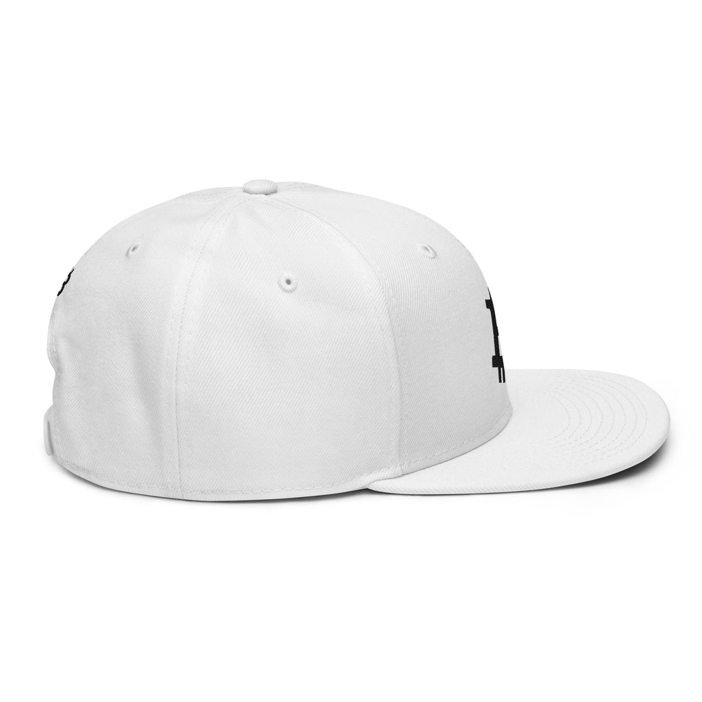 Embroidered Bitcoin BTC crypto snapback white - right side view