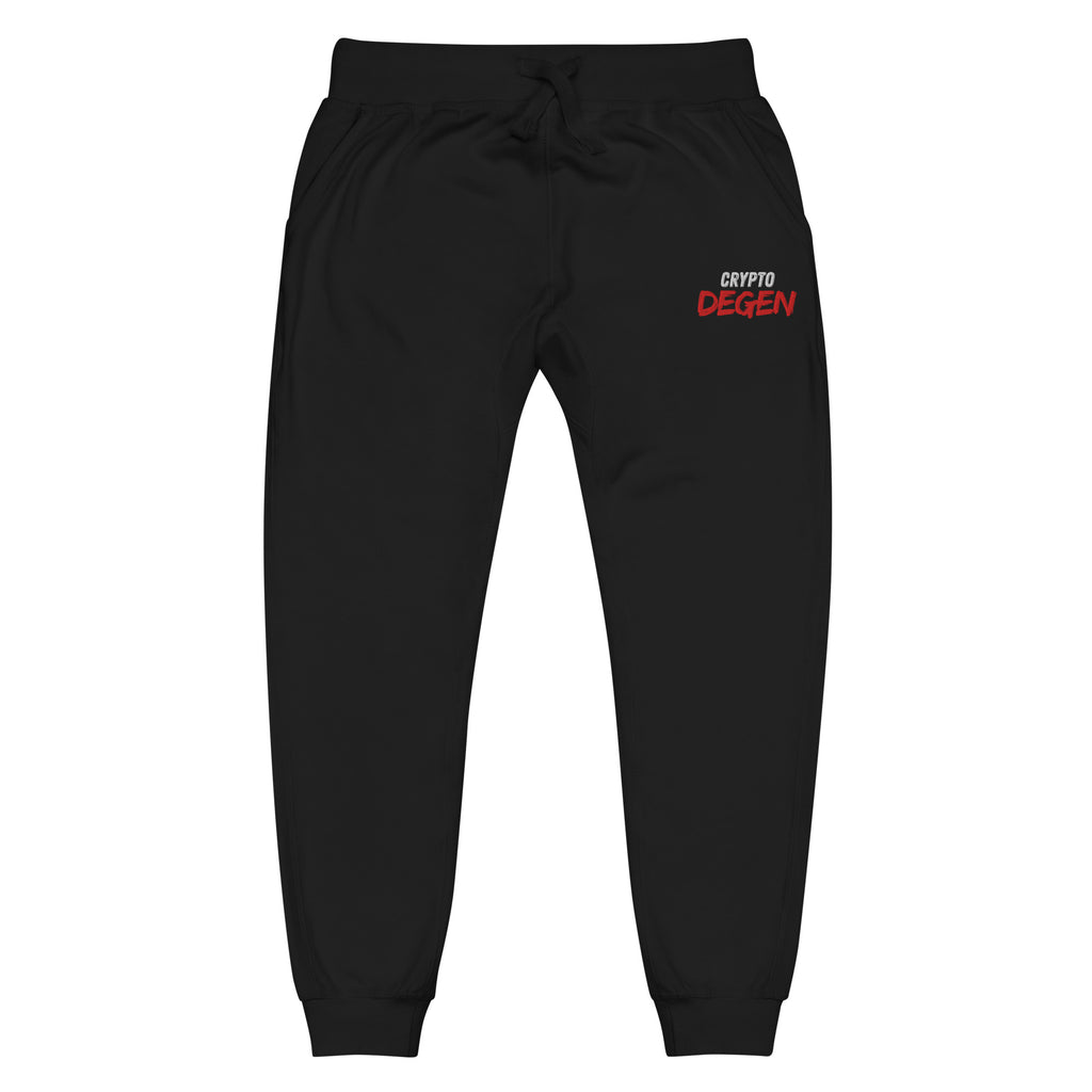 Crypto Degen Embroidered Fleece Jogger - black front view