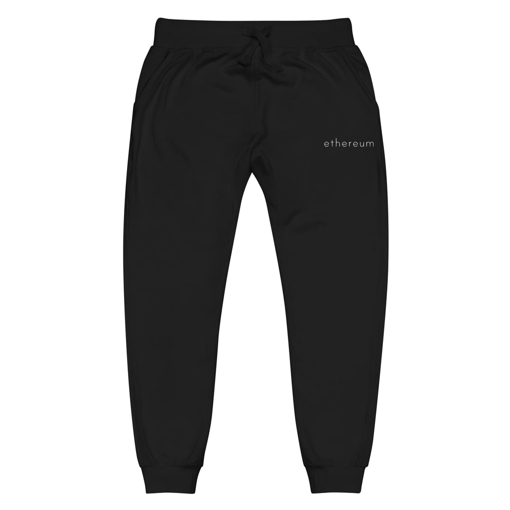 Ethereum ETH Embroidered Fleece Jogger - black front view
