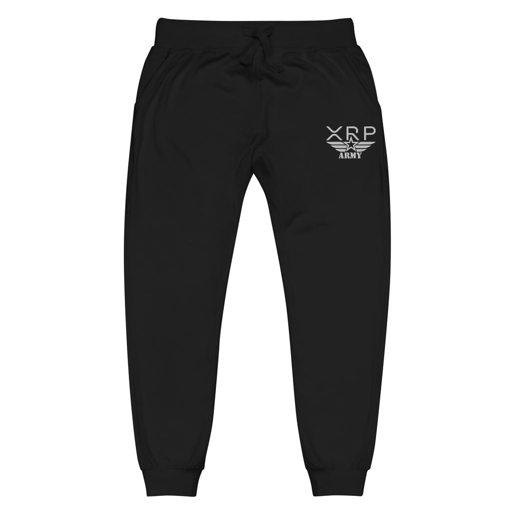 XRP Army Embroidered Fleece Jogger - black front view