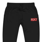 Embroidered REKT Style 1 Fleece Jogger Sweatpants - black zoomed embroidery
